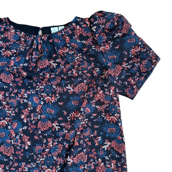 Joie Short Sleeve Floral Blouse Black, Red & Blue S - Picture 2 of 8